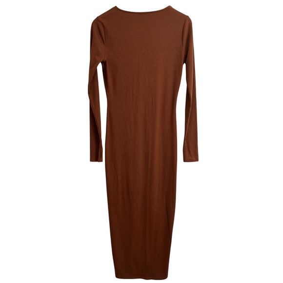 CULPOS X INC Ribbed Button-Front Cardigan Dress Brown Size Small - Picture 9 of 12